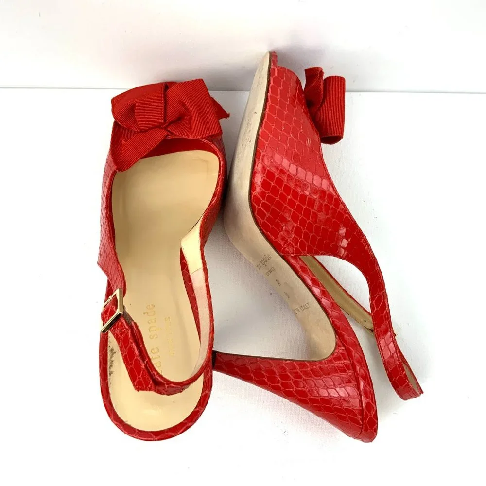 Kate Spade New York Scarlet Red Slingback Heels Pumps Italy Sz 9
